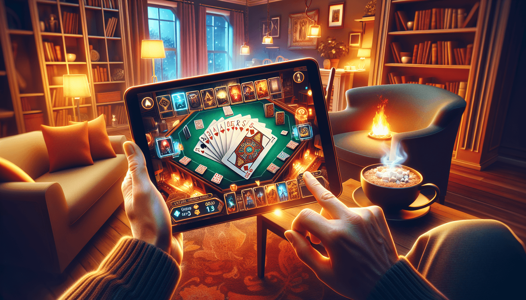 Sessione di gioco con carte virtuale su tablet